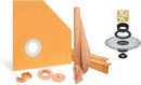 All-in-one Waterproof Shower Kit with 38"x38" Neo Angle Tray, 2" Flange and 4" Drain Cover