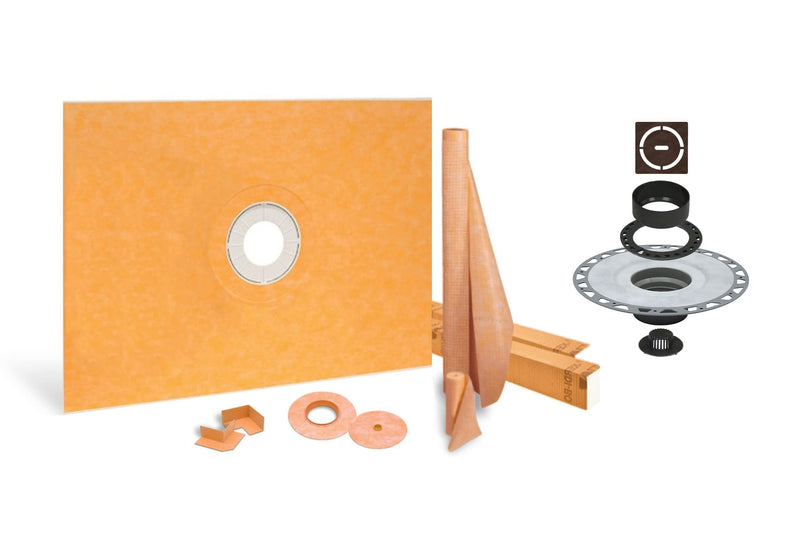 All-in-one Waterproof Shower Kit with 48"x72" Center Tray, 2" Flange and 4 " Drain Cover