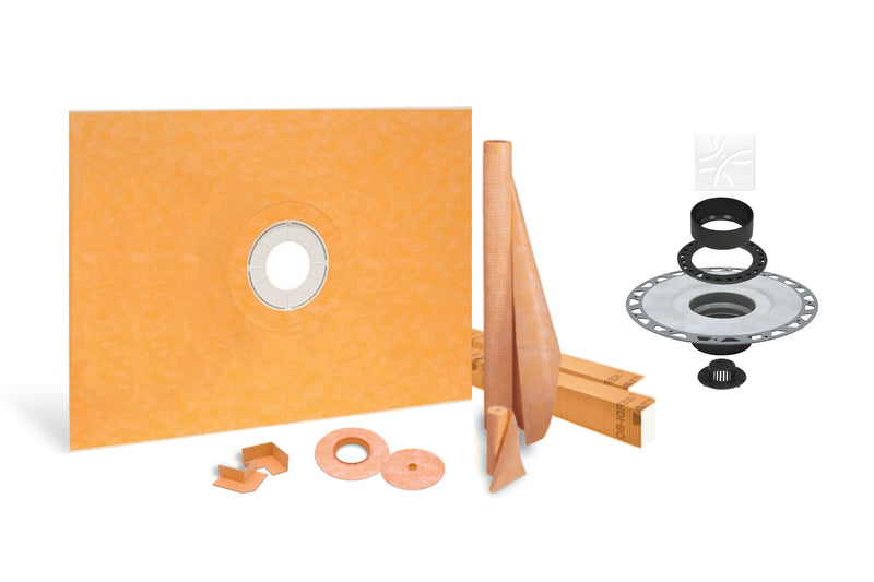 All-in-one Waterproof Shower Kit with 48"x72" Center Tray, 2" Flange and 4 " Drain Cover