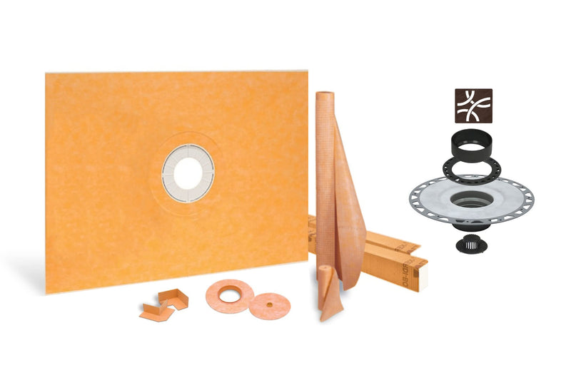 All-in-one Waterproof Shower Kit with 48"x72" Center Tray, 2" Flange and 4 " Drain Cover