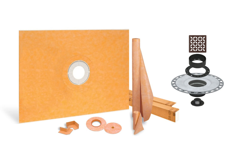 All-in-one Waterproof Shower Kit with 48"x72" Center Tray, 2" Flange and 4 " Drain Cover