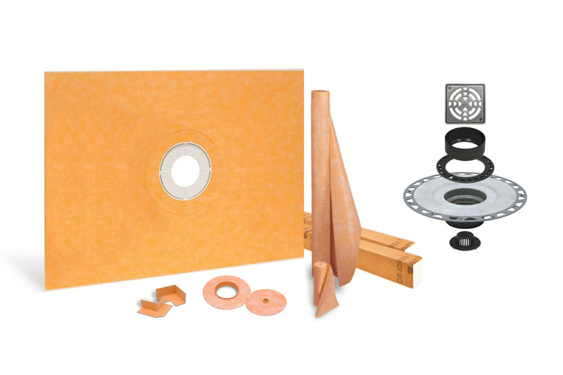 All-in-one Waterproof Shower Kit with 48"x72" Center Tray, 2" Flange and 4 " Drain Cover