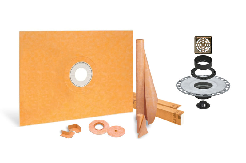 All-in-one Waterproof Shower Kit with 48"x72" Center Tray, 2" Flange and 4 " Drain Cover