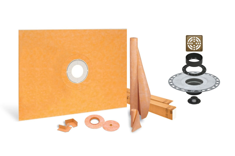 All-in-one Waterproof Shower Kit with 48"x72" Center Tray, 2" Flange and 4 " Drain Cover