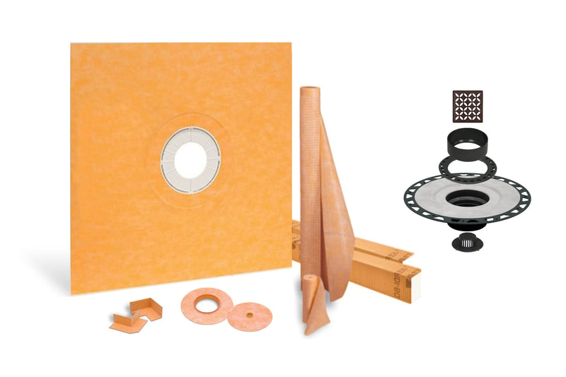 All-in-one Waterproof Shower Kit with 72"x72" Center Tray, 2" Flange and 4 " Drain Cover