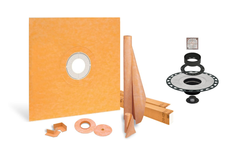 All-in-one Waterproof Shower Kit with 72"x72" Center Tray, 2" Flange and 4 " Drain Cover