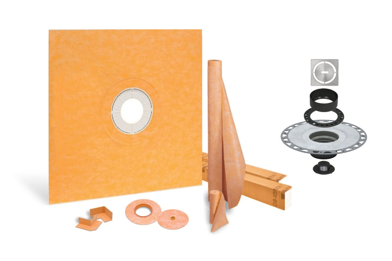 All-in-one Waterproof Shower Kit with 72"x72" Center Tray, 2" Flange and 4 " Drain Cover