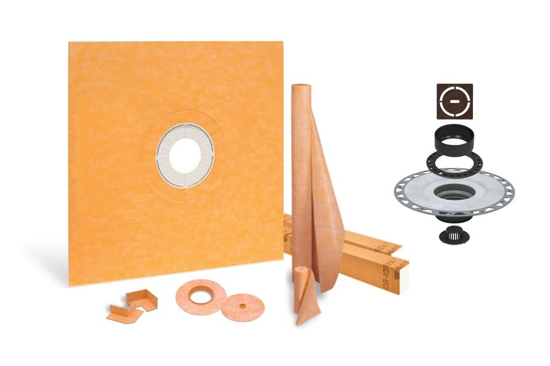 All-in-one Waterproof Shower Kit with 72"x72" Center Tray, 2" Flange and 4 " Drain Cover