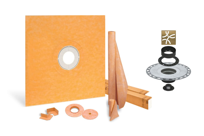 All-in-one Waterproof Shower Kit with 72"x72" Center Tray, 2" Flange and 4 " Drain Cover