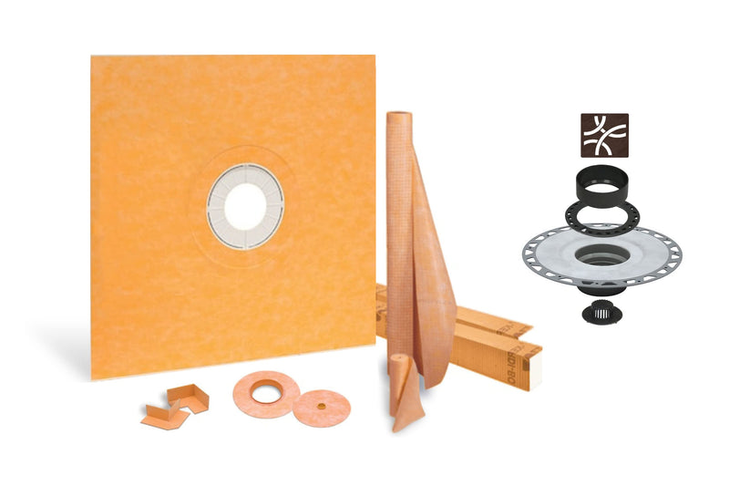 All-in-one Waterproof Shower Kit with 72"x72" Center Tray, 2" Flange and 4 " Drain Cover