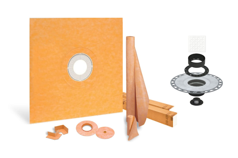 All-in-one Waterproof Shower Kit with 72"x72" Center Tray, 2" Flange and 4 " Drain Cover