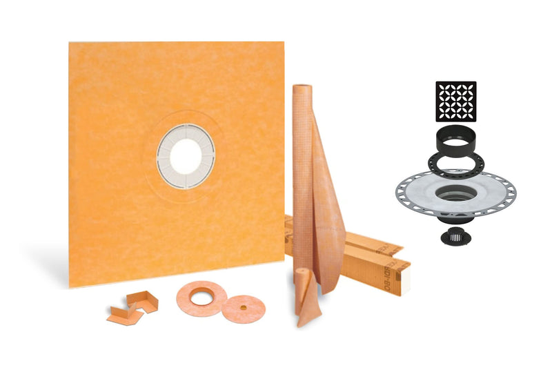 All-in-one Waterproof Shower Kit with 72"x72" Center Tray, 2" Flange and 4 " Drain Cover