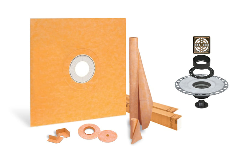 All-in-one Waterproof Shower Kit with 72"x72" Center Tray, 2" Flange and 4 " Drain Cover