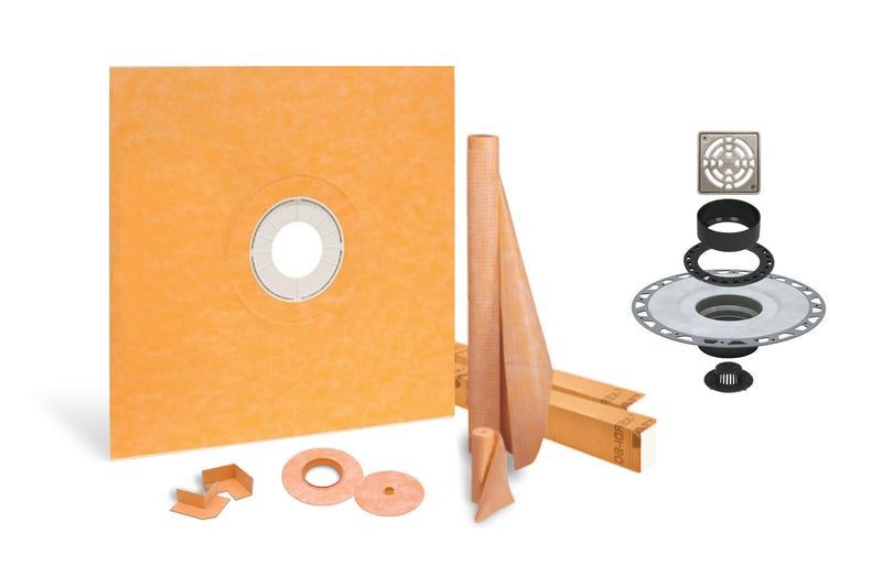 All-in-one Waterproof Shower Kit with 72"x72" Center Tray, 2" Flange and 4 " Drain Cover