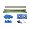 Profilitec Showertec Shower Drain Kit w/ Offset Outlet - Bonding Flange Channel Body, Grate Cover, Waterproofing Band, and Putty Knife