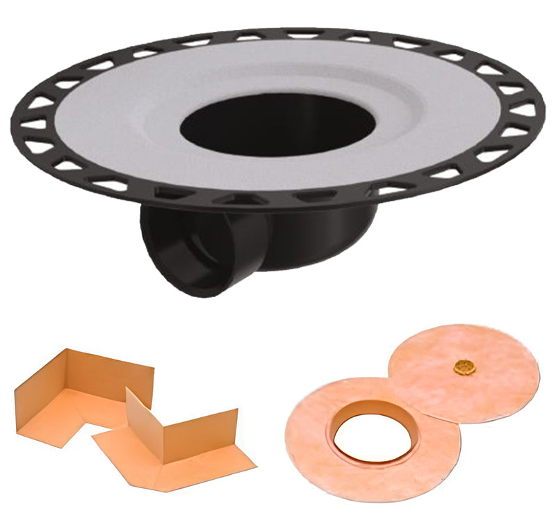 Schluter Systems Kerdi Drain Kit with Horizontal ABS Flange 2" + Corners (KDH2 FLK ABS)