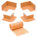 All-in-one Bundle with 2x Inside, 2x Outside Preformed Seamless Corners and Polyethylene Waterproofing Membrane Strip 4 mil Band