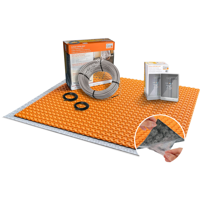 All-in-one Electric Radiant Floor Heating Kit with Peel & Stick Uncoupling Membrane, WiFi Smart Thermostat, Heating Cable