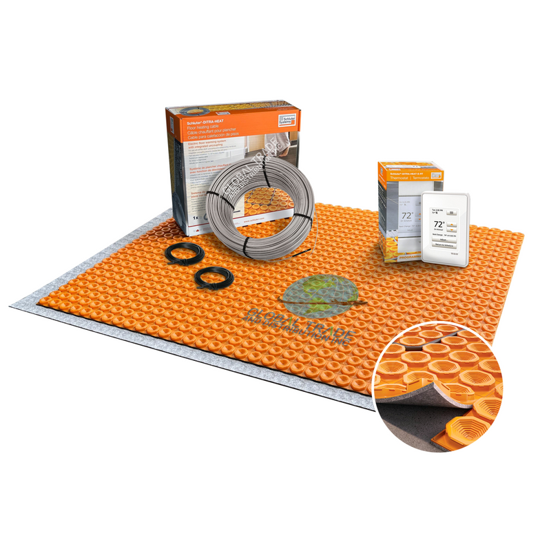 All-in-one Electric Radiant Floor Heating Kit with Uncoupling Membrane, Programmable Touchscreen Thermostat, Heating Cable