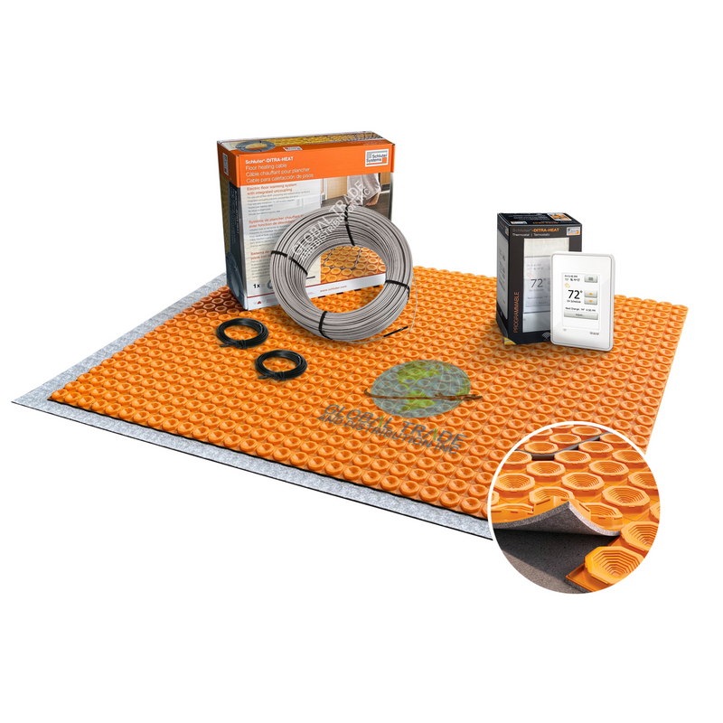 All-in-one Electric Radiant Floor Heating Kit with Uncoupling Membrane, WiFi Programmable Touchscreen Thermostat, Heating Cable