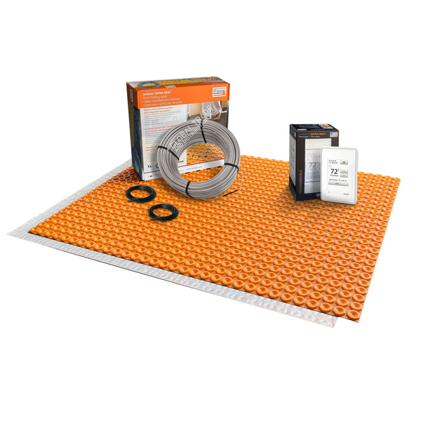 All-in-one Electric Radiant Floor Heating Kit with Uncoupling Membrane, WiFi Programmable Touchscreen Thermostat, Heating Cable