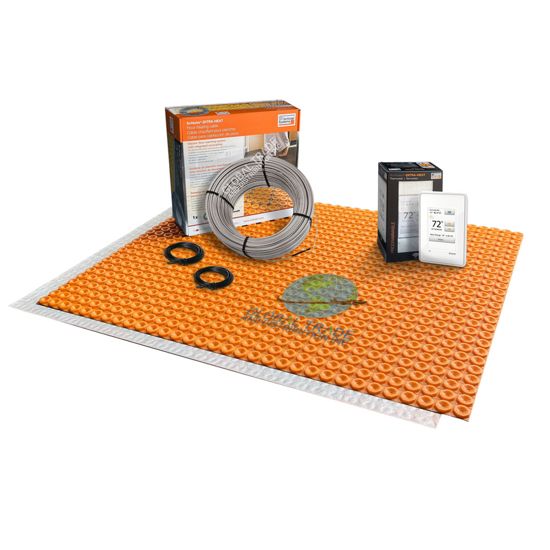 All-in-one Electric Radiant Floor Heating Kit with Uncoupling Membrane, WiFi Programmable Touchscreen Thermostat, Heating Cable