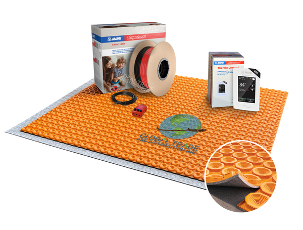 Mapei Mapeheat Electric Radiant Floor Heating Kit with DUO Membrane, Thermostat, Underfloor Heat Cable and Safe Installation Tools