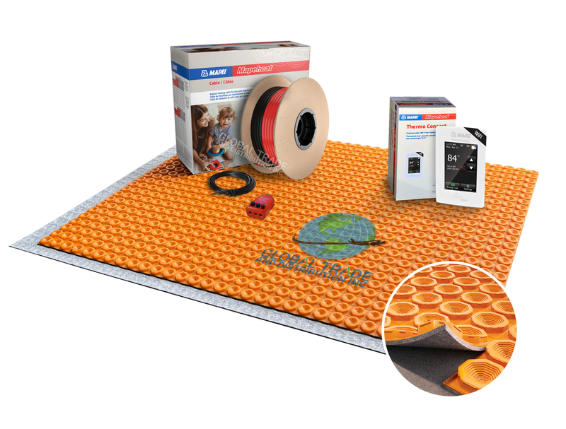 Mapei Mapeheat Electric Radiant Floor Heating Kit with DUO Membrane, Thermostat, Underfloor Heat Cable and Safe Installation Tools