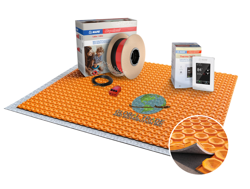 Mapei Mapeheat Electric Radiant Floor Heating Kit with DUO Membrane, Thermostat, Underfloor Heat Cable and Safe Installation Tools