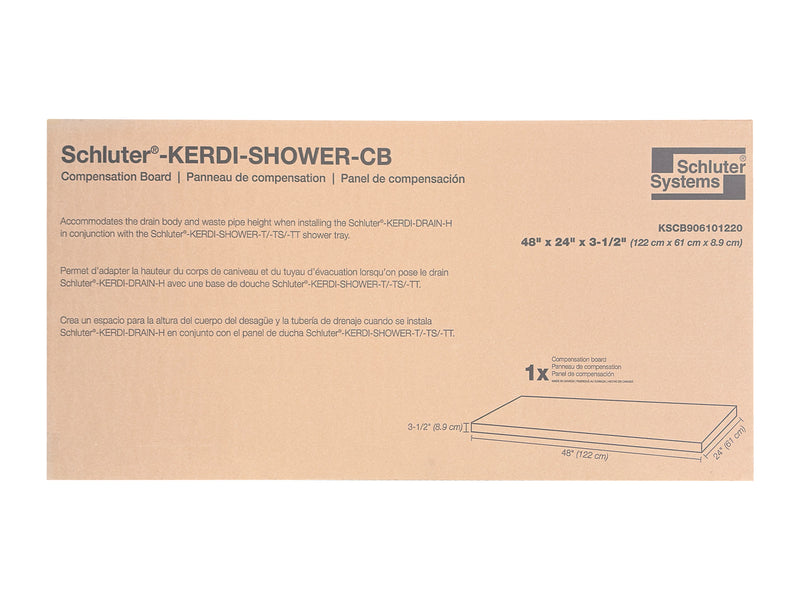 Schluter Systems KERDI-SHOWER-CB Prefabricated Compensation Board, 48"x24"x1", KSCB906101220