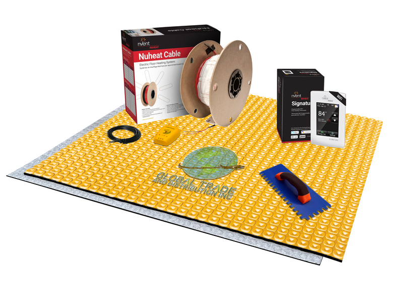 Nuheat nVent Electric Radiant Floor Heating Kit with Heating Membrane with Thermal Break, AC0055 Signature WiFi Thermostat, Underfloor Heat Cable, and Installation Tools