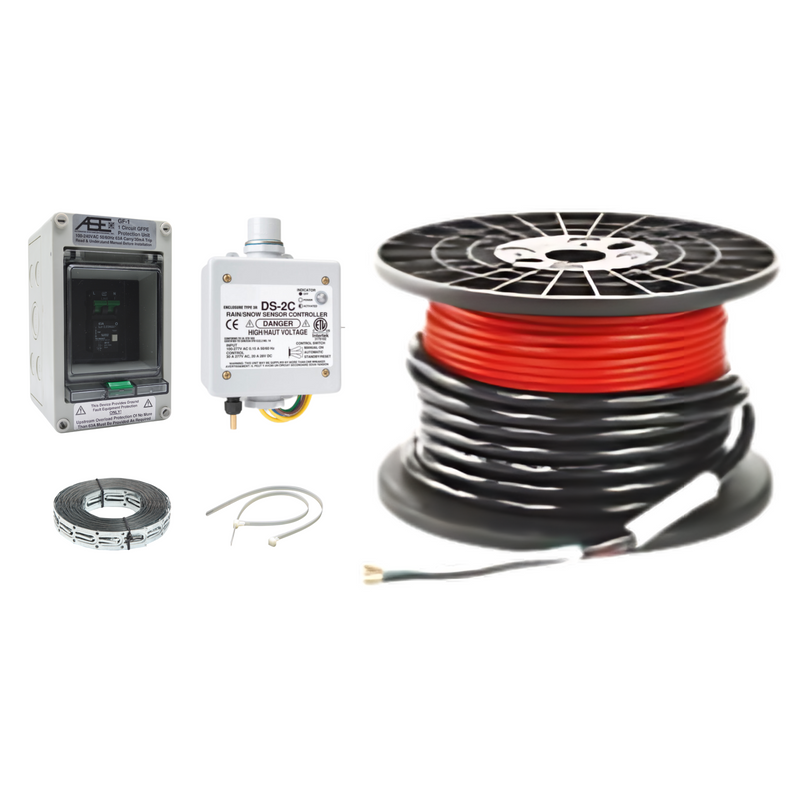 TRM Residential Snow Melt Kit 240 V,  with Heating Cable, Snow Sensor and GFI Unit, for Residential Outdoor Ice Prevention Applications, Walkways, Patio