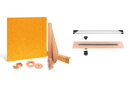 All-in-one Waterproof Linear Shower Kit with 39"x39" Off-set Tray, Drain, and Grate