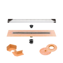 All-in-one Linear Waterproof Shower Drain Kit - Center Outlet Channel Body with Grate Assembly, Solid and Square Design, Standard Finishes