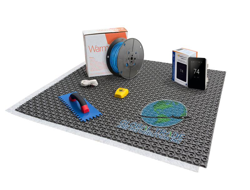 Suntouch Warmwire Eletric Radiant Floor Heating Kit with Suntouch WiFi Thermostat, HeatMatrix Membrane, Heat Cable and Safe Installation Tools