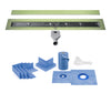 Profilitec Showertec Linear Shower Drain Kit with Center Outlet Bonding Flange Channel Body, Tileable Grate Cover, Waterproofing Band, and Putty Knife