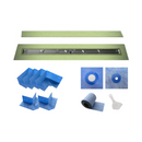 Profilitec Showertec Shower Drain Kit w/ Center Outlet - Bonding Flange Channel Body, Tileable Grate Cover, Waterproofing Band, and Putty Knife