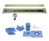 Profilitec Showertec Linear Shower Drain Kit with Offset Outlet Bonding Flange Channel Body, Tileable Grate Cover, Waterproofing Band, and Putty Knife