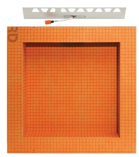 Schluter Systems Kerdi Board SNLT Prefabricated Waterproof Vapor-tight Shower Niche, 12 Inch X 12 Inch, with Liprotec LED Lighting and Cable Connection Box, for Tiled Shower Surrounds