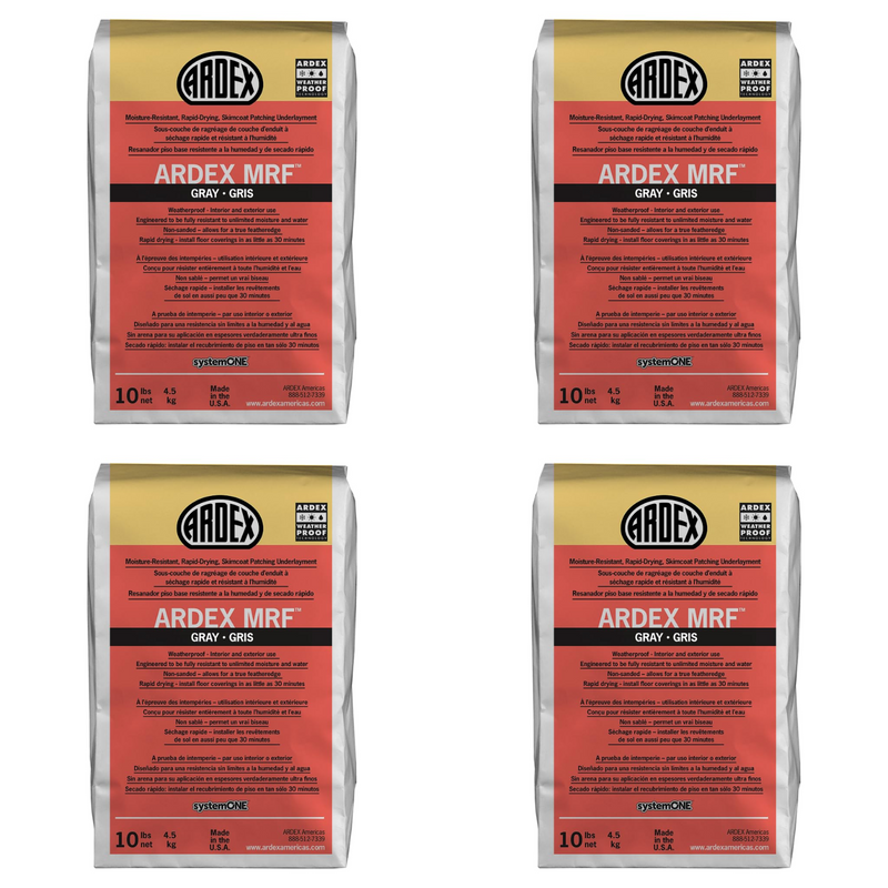 Ardex MRF Water Resistant Rapid-Drying, Cement Based Skimcoat Patching Flooring Underlayment 10 Lb for Ceramic Tile Natural Stone Tile, Weatherproof Technology for Indoor Outdoor Use (4 Bags Bundle)
