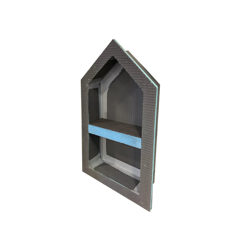 Wedi Preformed Waterproof Cathedral Shower Niche (16 in by 30 in) with Adjustable Shelf