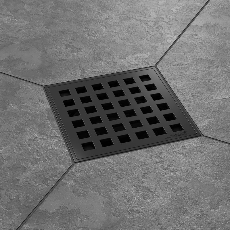 Wedi Drain Cover, Grate Assembly, 3-3/4"x3-3/4", for Shower Base in Tiled Shower Surrounds