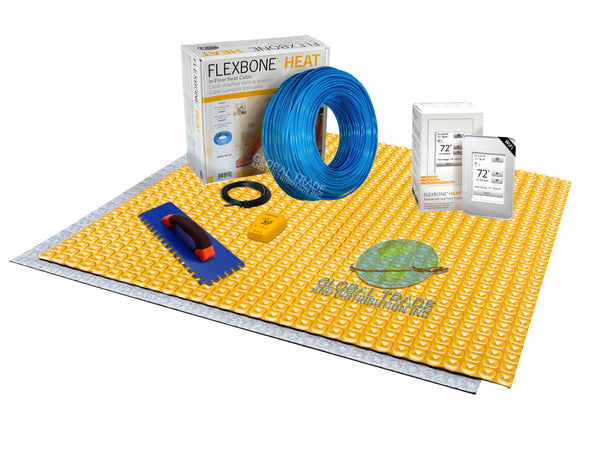 Ardex Flexbone Electric Radiant Floor Heating Kit with DUO Membrane, Heat Cable, Thermostat, and Safe Installation Tools