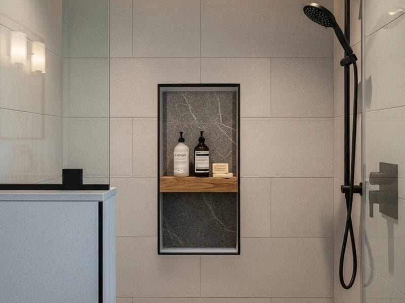 Ardex TLT Prefabricated Vapor-resistant Lightweight XPS Foam Waterproof Shower Niche, with Alkali Resistant Fiberglass Mesh, Adjustable Shower Shelf, for Tiled Shower Surrounds, TLT 502 - 16 Inch x 22 Inch