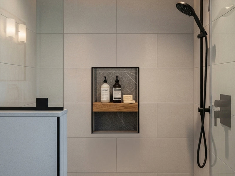 Ardex TLT Prefabricated Vapor-resistant Lightweight XPS Foam Waterproof Shower Niche, with Alkali Resistant Fiberglass Mesh, Adjustable Shower Shelf, for Tiled Shower Surrounds, TLT 501 - 16 Inch x 16 Inch