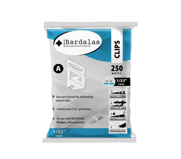 Bardalas Tile Clips (250 pcs) - Precision Spacing for Perfect Tile Installations 1mm (1/32")