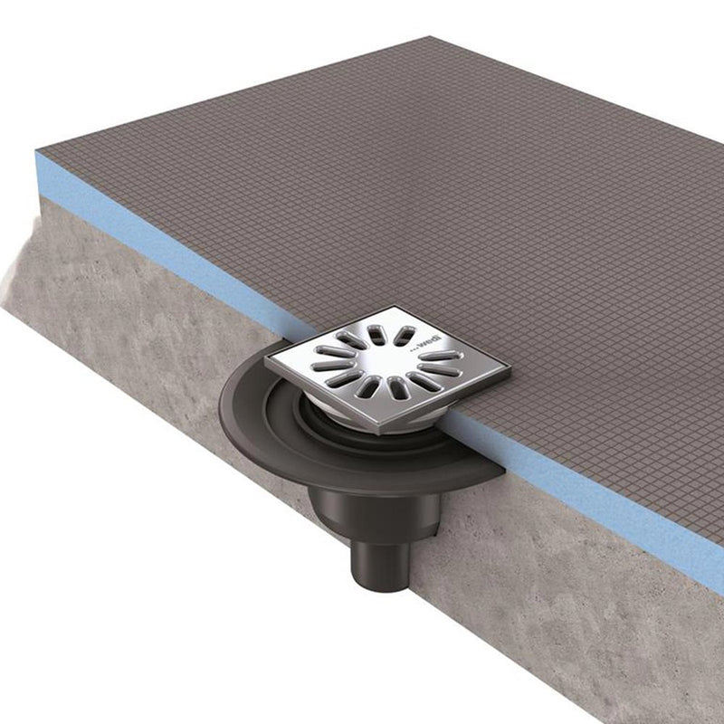 Wedi US2000008 Fundo Primo 36 In x 72 In Shower Kit, Waterproof Board Installation System with Offset Square Drain Grate Assembly, Prefabricated Sloped Shower Base (Shower Tray) and Lean Shower Curb