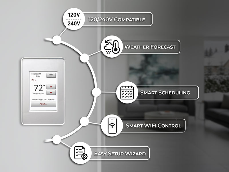 ARDEX FLEXBONE Smart WiFi Programmable Thermostat UH930 for Radiant Heating Floors, for 120V/240V Heating Cables