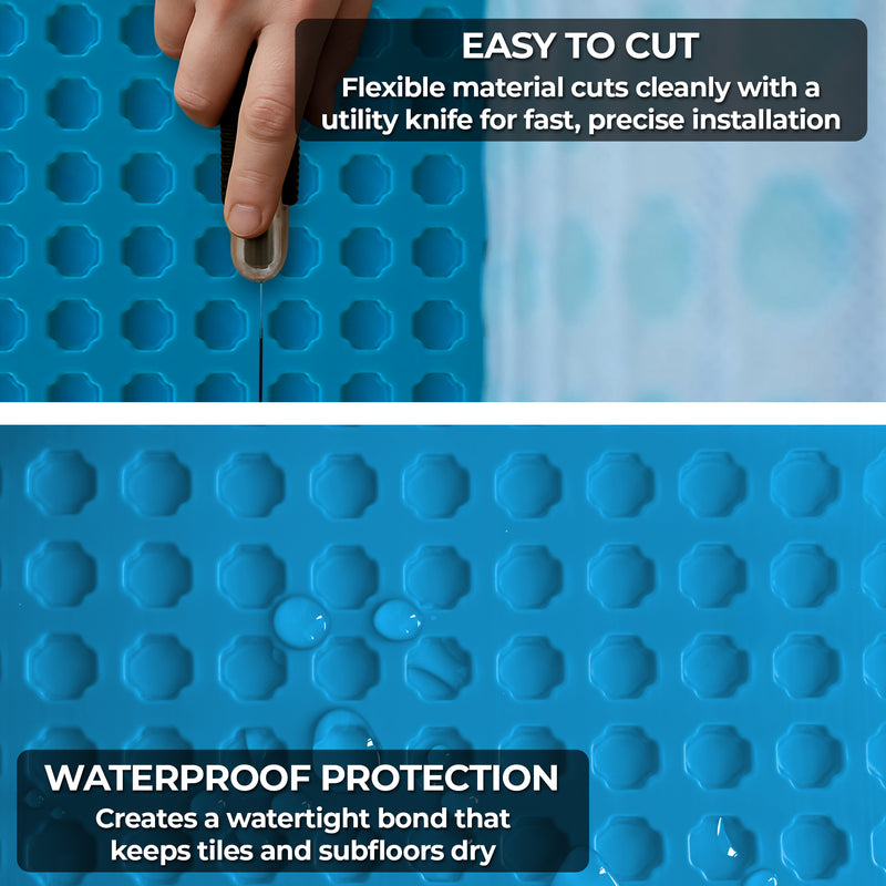 Bardalas Uncoupling Waterproofing Membrane, 323 Sq Ft Roll, 1/8'' Anti-Fracture Mat, Crack Isolation Flooring Underlayment for Bathroom Floor Tile, Subfloor