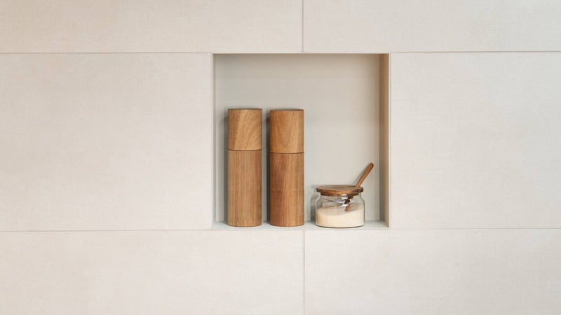 Schluter Systems Design Prefabricated Vapor-resistant Lightweight Waterproof Shower Niche - Made of Powder-Coated Aluminum for Tiled Walls - 11-3/4" Width, 23-9/16" Height, 3-5/8" Depth, Greige - DNA2TSBG